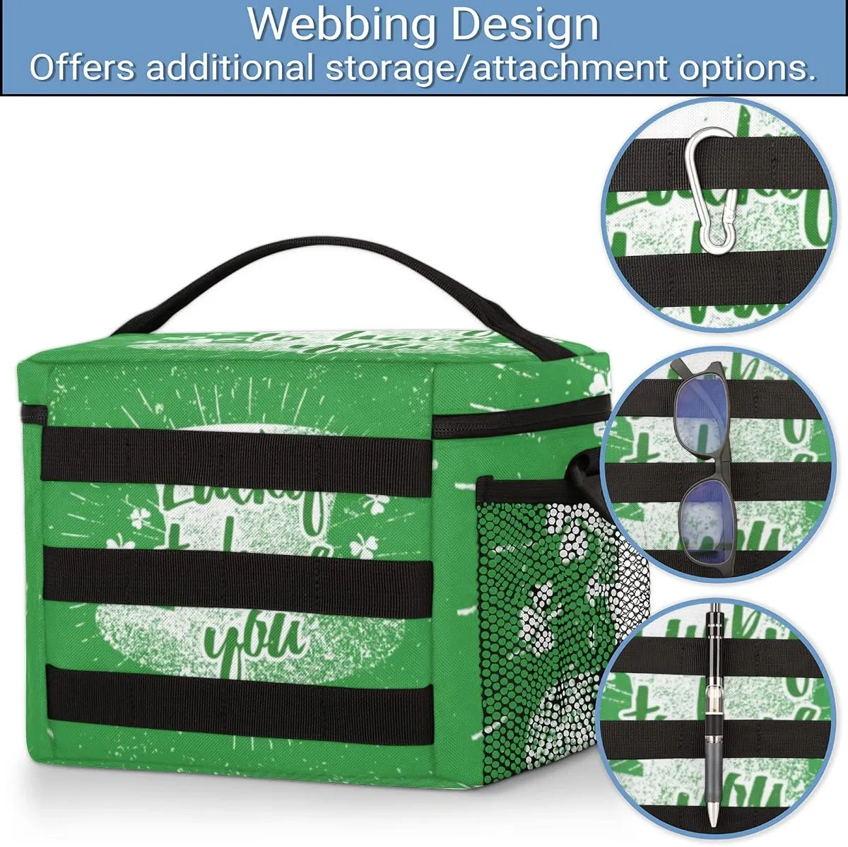 Insulated Lunch Bags for Women,With Side Pockets And Shoulder Strap,Durable Lunch Tote Bag for Women Work,Picnic,Pink-St. Patrick's Day Quote Lucky to Have You