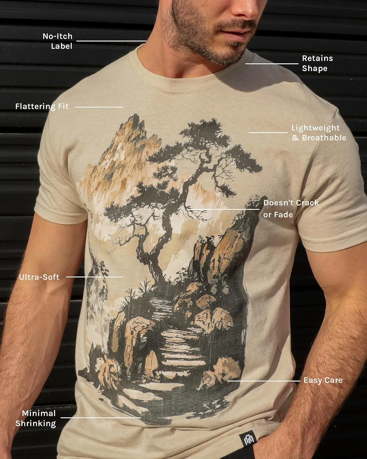 INTO THE AM Men's Graphic Tees S - 4XL Cool Lightweight Fitted Printed Design T-Shirts Nature