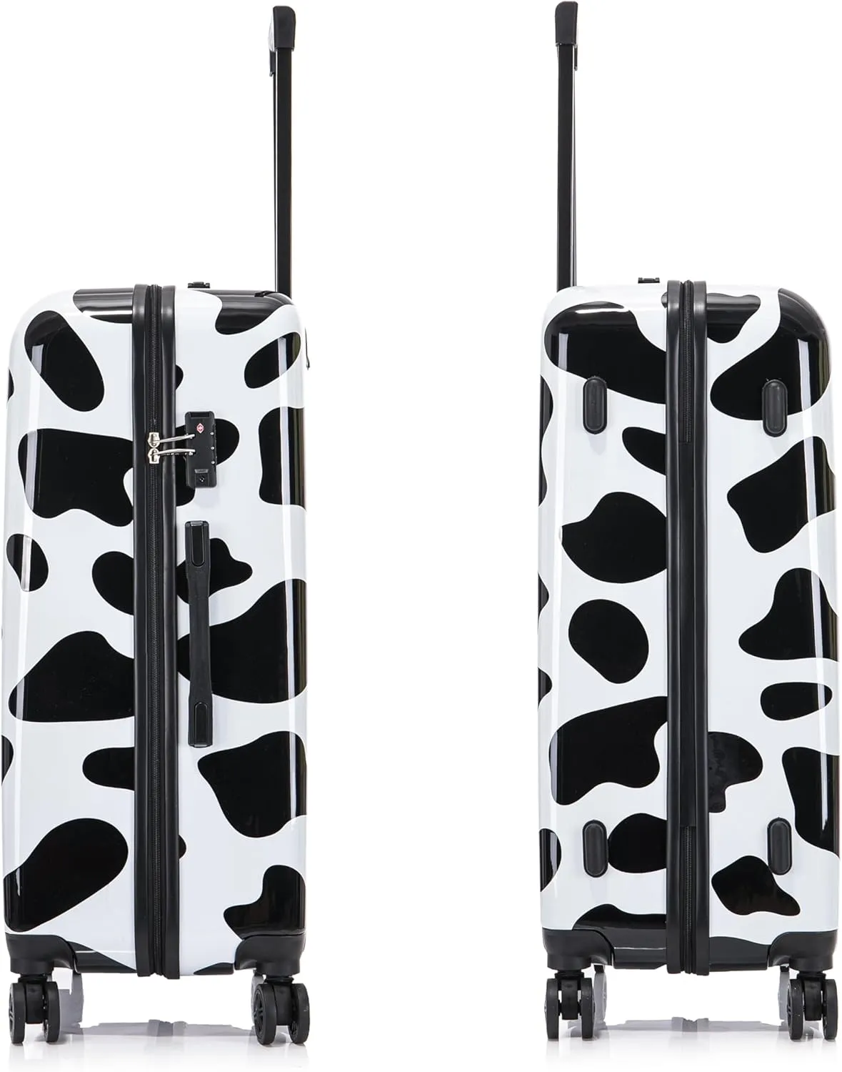 InUSA Cow Print Luggage with Spinner Wheels | Durable Lightweight Hardside Suitcase | Travel Bag with Handle and Trolley | (20in, 24in, 28in) 3 Piece Set