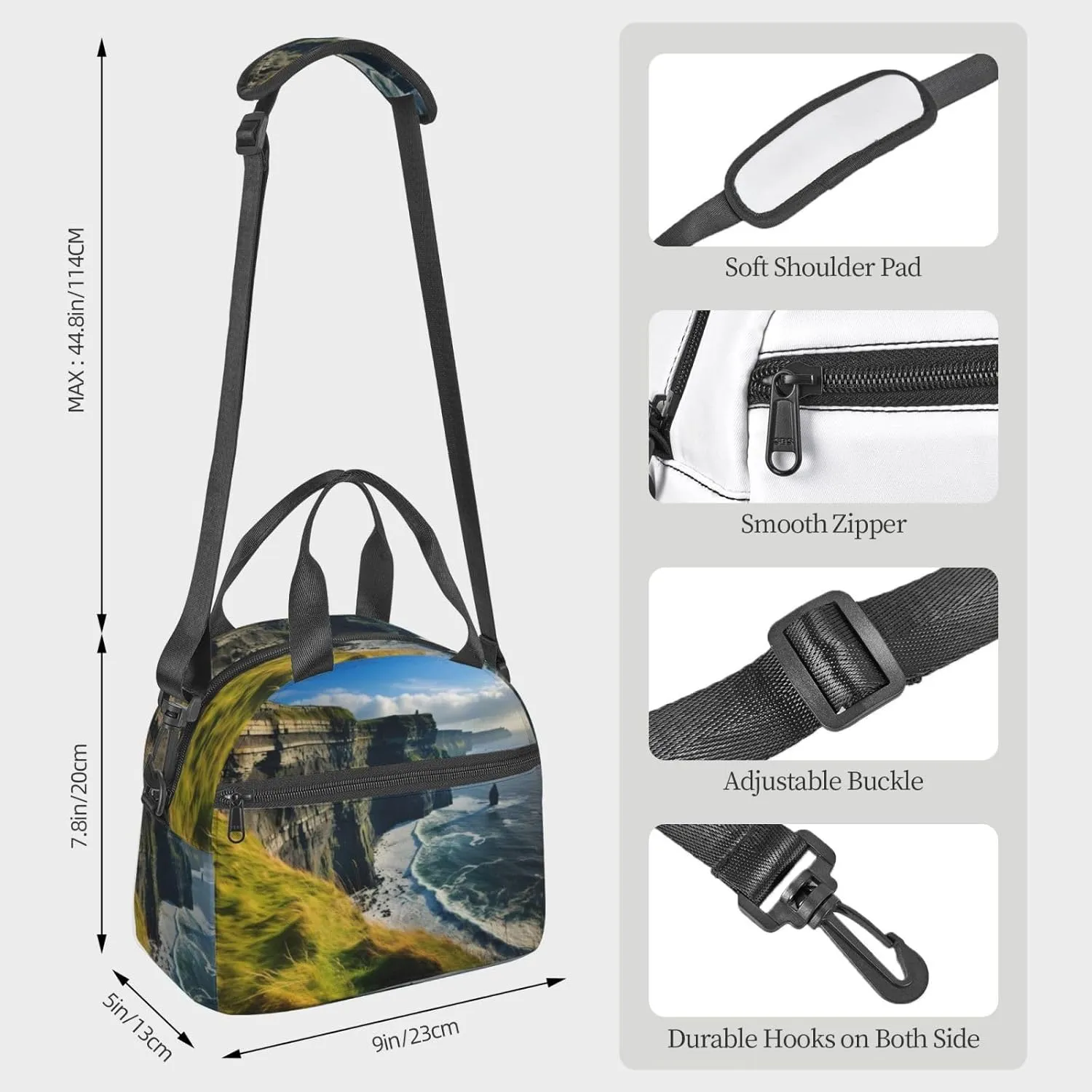 Ireland Outdoors County Clare The Cliffs Insulated Lunch Tote Bag Lunch Box For Women Men, Reusable Good For Daily Work Outings