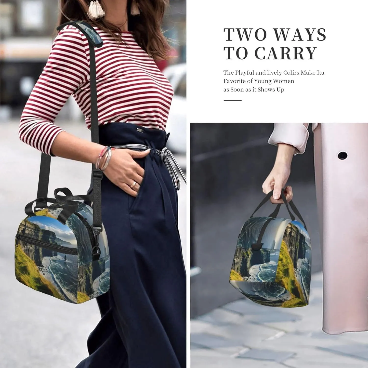 Ireland Outdoors County Clare The Cliffs Insulated Lunch Tote Bag Lunch Box For Women Men, Reusable Good For Daily Work Outings