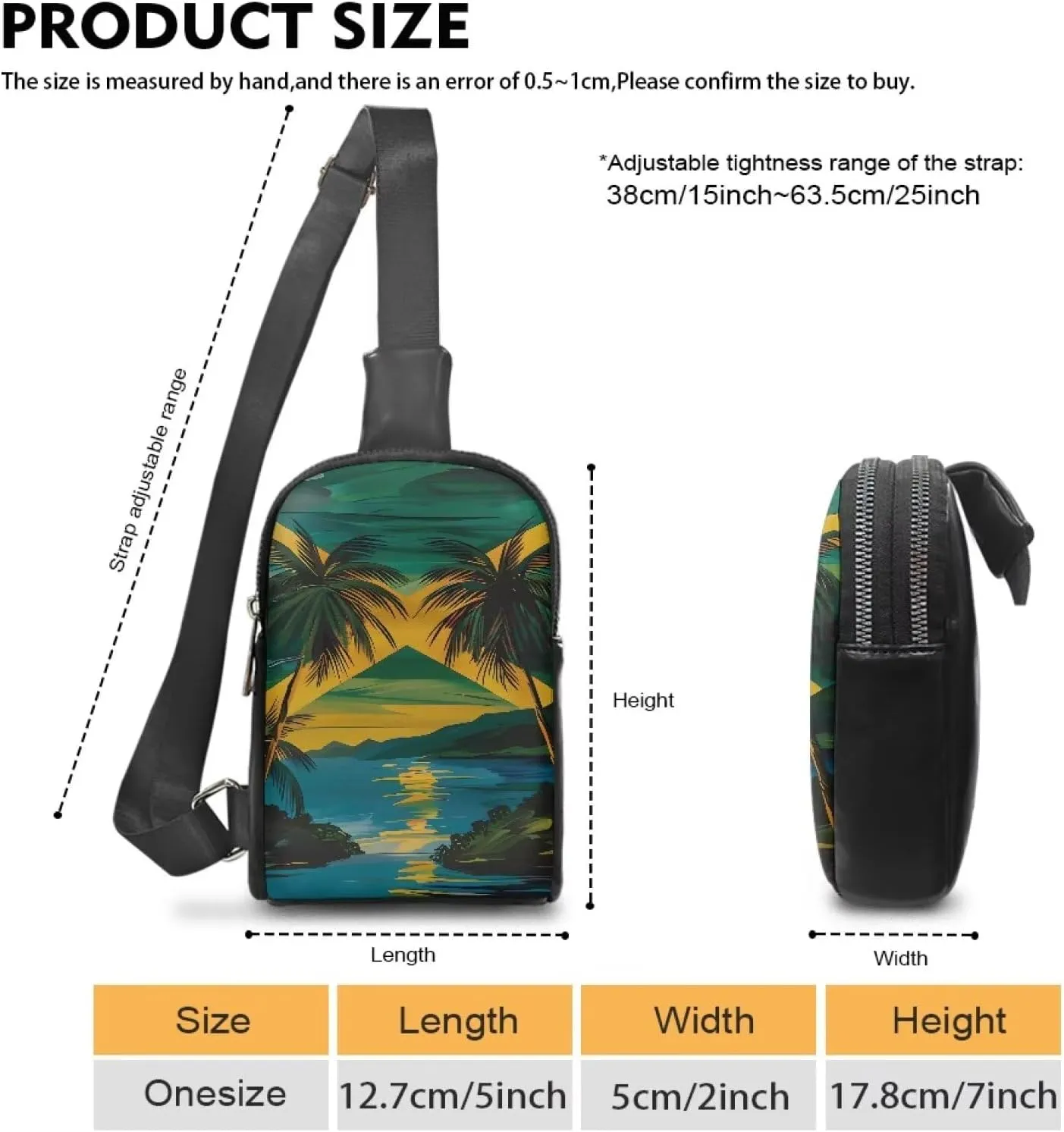 Jamaica Flag Fanny Packs for Women Cross Body Sling Daypack, Painting Island Sunset Print Belt Bag Zipper Crossbody Bag for Travel