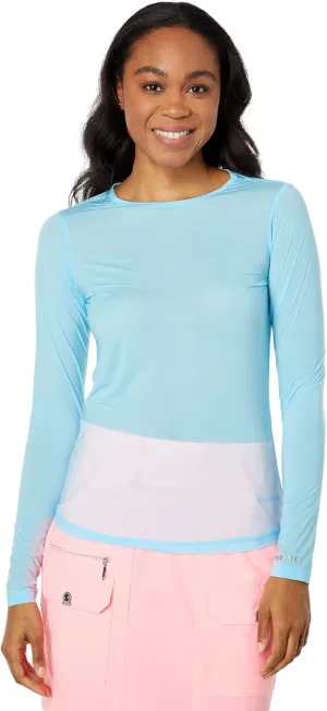Jamie Sadock® Sunsense® Crew Neck Top Long Sleeve T-Shirt for Women – Straight Hemline – Blended Nylon Oasis 2XL One Size