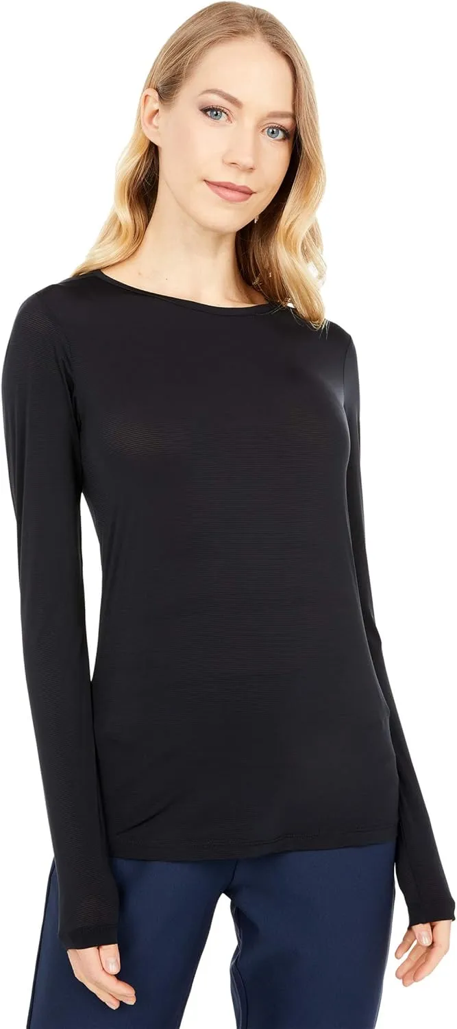 Jamie Sadock® Sunsense® Crew Neck Top Long Sleeve T-Shirt for Women – Straight Hemline – Blended Nylon