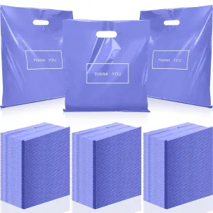 Janlaugh 150 Pcs Large Thank You Bags with Handle Bulk 16 x 18 Inch Thick Plastic Shopping Merchandise Boutique Retail Gift Goodie Bags 2.36 Mil(Purple)