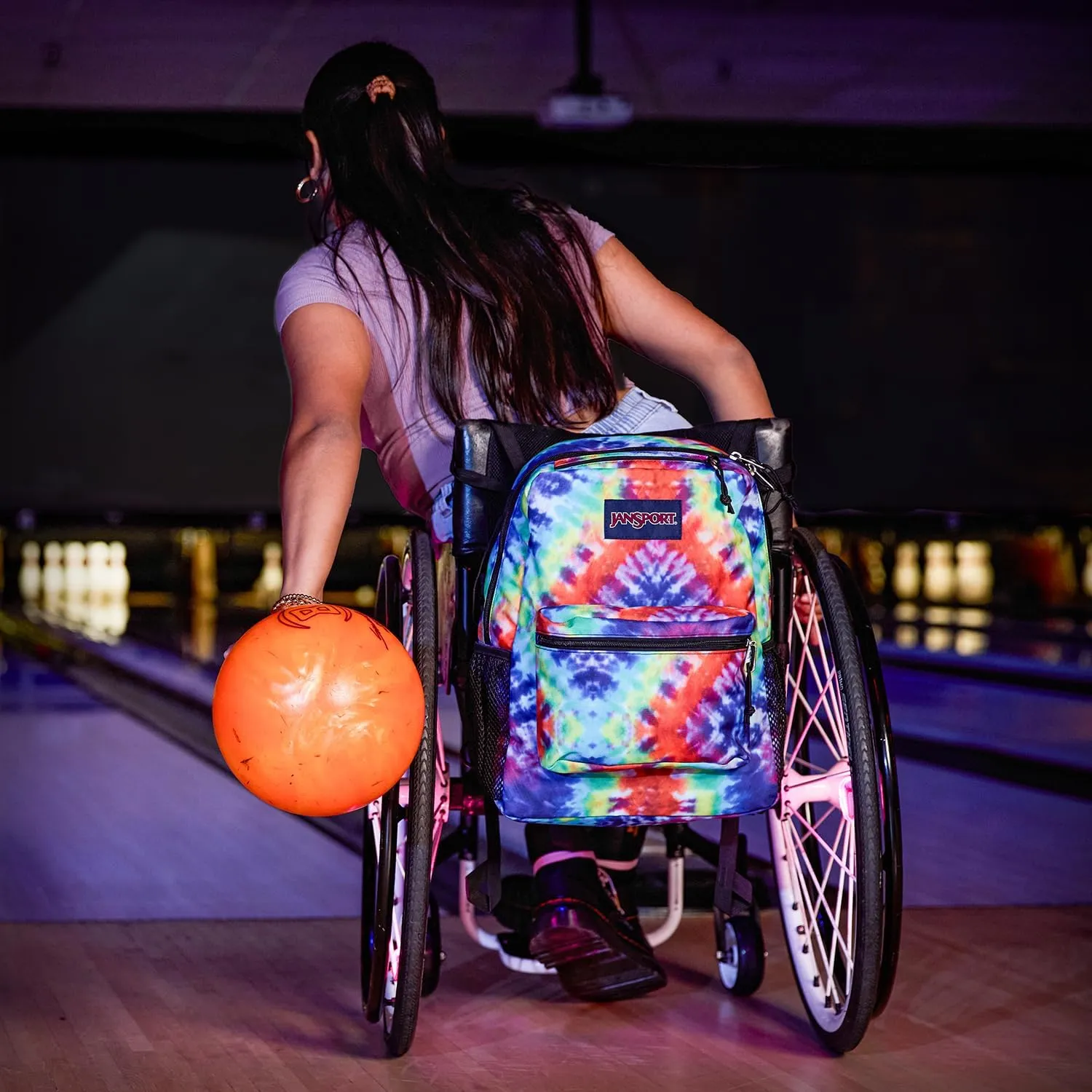 JanSport Central Adaptive Backpack – Wheelchair & Walker Compatible, Tuck-Away Shoulder Straps, Adjustable Backrest Loops & Anchor Straps, Iconic Design, Red/Multi Hippie Days
