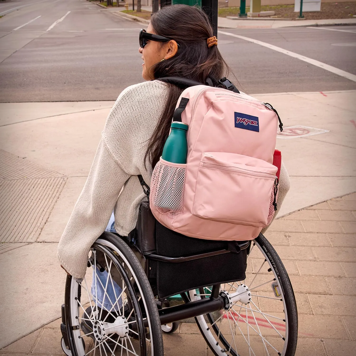 JanSport Central Adaptive Backpack – Wheelchair & Walker Compatible, Tuck-Away Shoulder Straps, Adjustable Backrest Loops & Anchor Straps, Iconic Design, Red/Multi Hippie Days