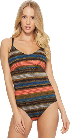Jantzen Women's Standard Sport Printed Shadow Stripe One Piece Swimsuit