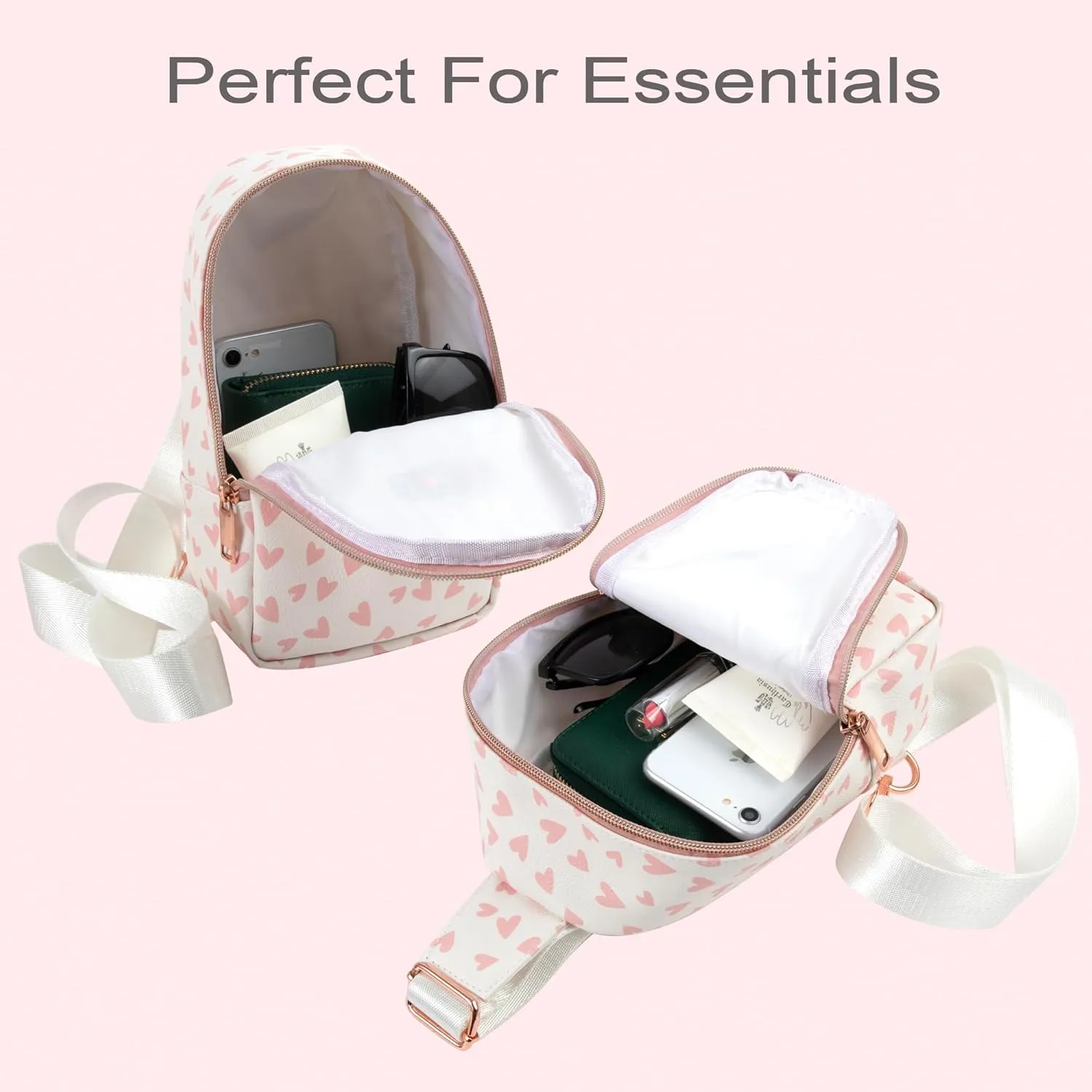 Jessica Simpson One Strap Mini Crossbody Sling Bag Backpack for Women, Waterproof, with Adjustable Strap (Happy Hearts)