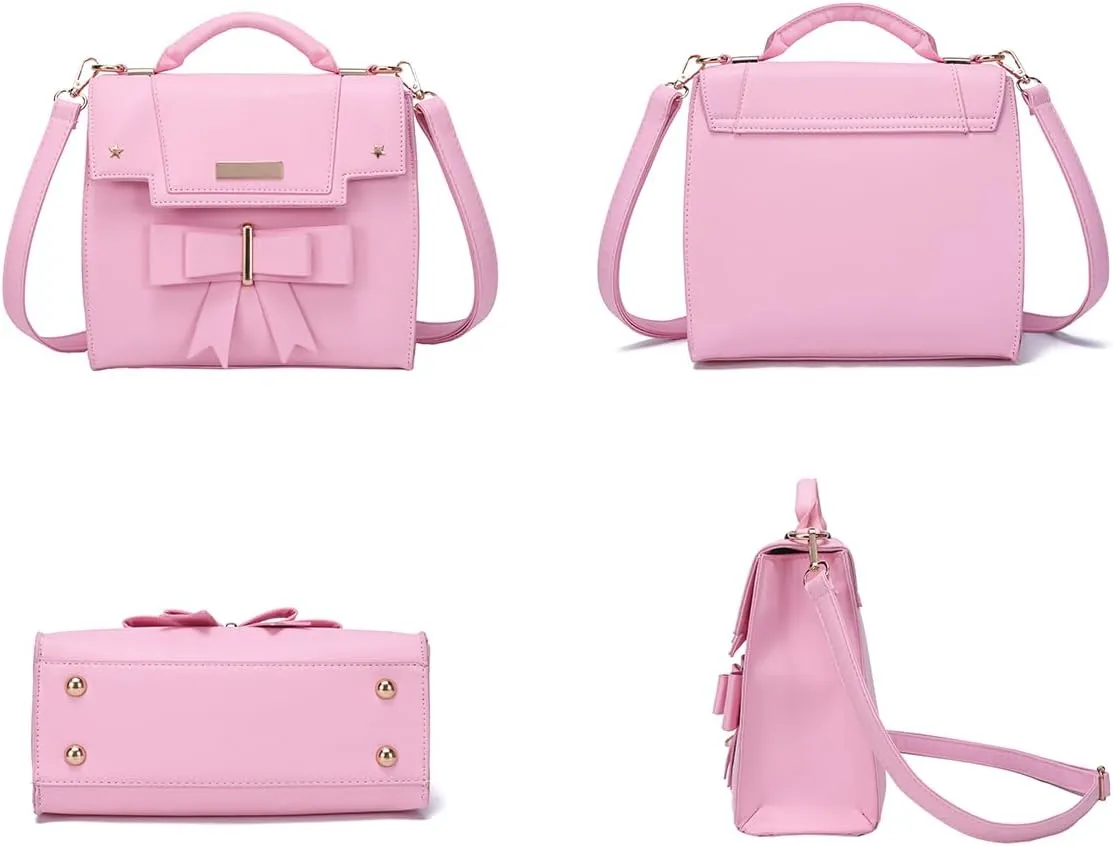 JHVYF Women's Cute Wings Bow Top Handle Cross Body Shoulder Bags Girls Kawaii Handbag