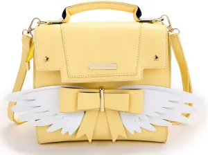 JHVYF Women's Cute Wings Bow Top Handle Cross Body Shoulder Bags Girls Kawaii Handbag