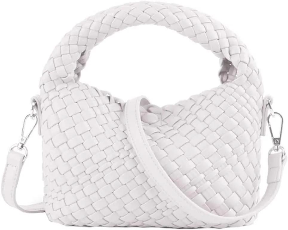 JINMANXUE Small Hand Woven Handbags for Women Shoulder Crossbody Bag Purses Cassual Top Handle Bags Hobo Curved Tote Bag
