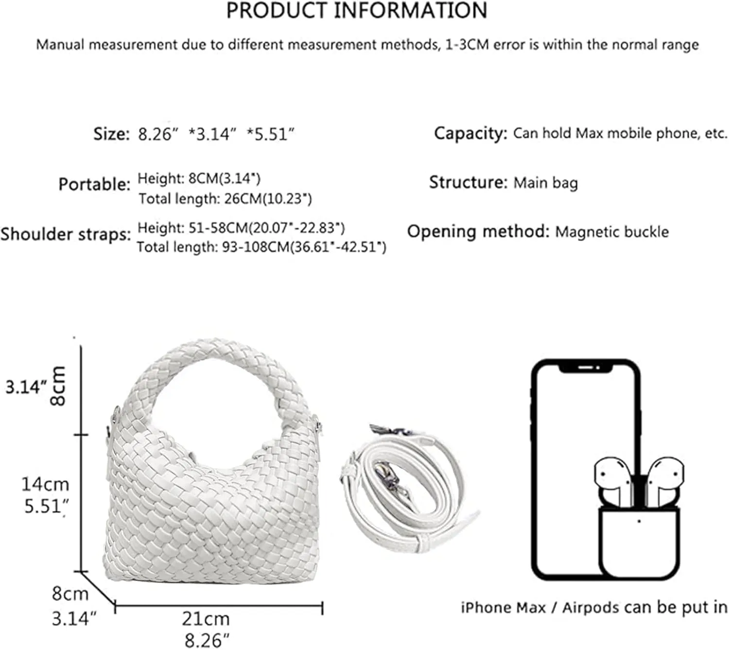 JINMANXUE Small Hand Woven Handbags for Women Shoulder Crossbody Bag Purses Cassual Top Handle Bags Hobo Curved Tote Bag