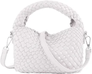JINMANXUE Small Hand Woven Handbags for Women Shoulder Crossbody Bag Purses Cassual Top Handle Bags Hobo Curved Tote Bag