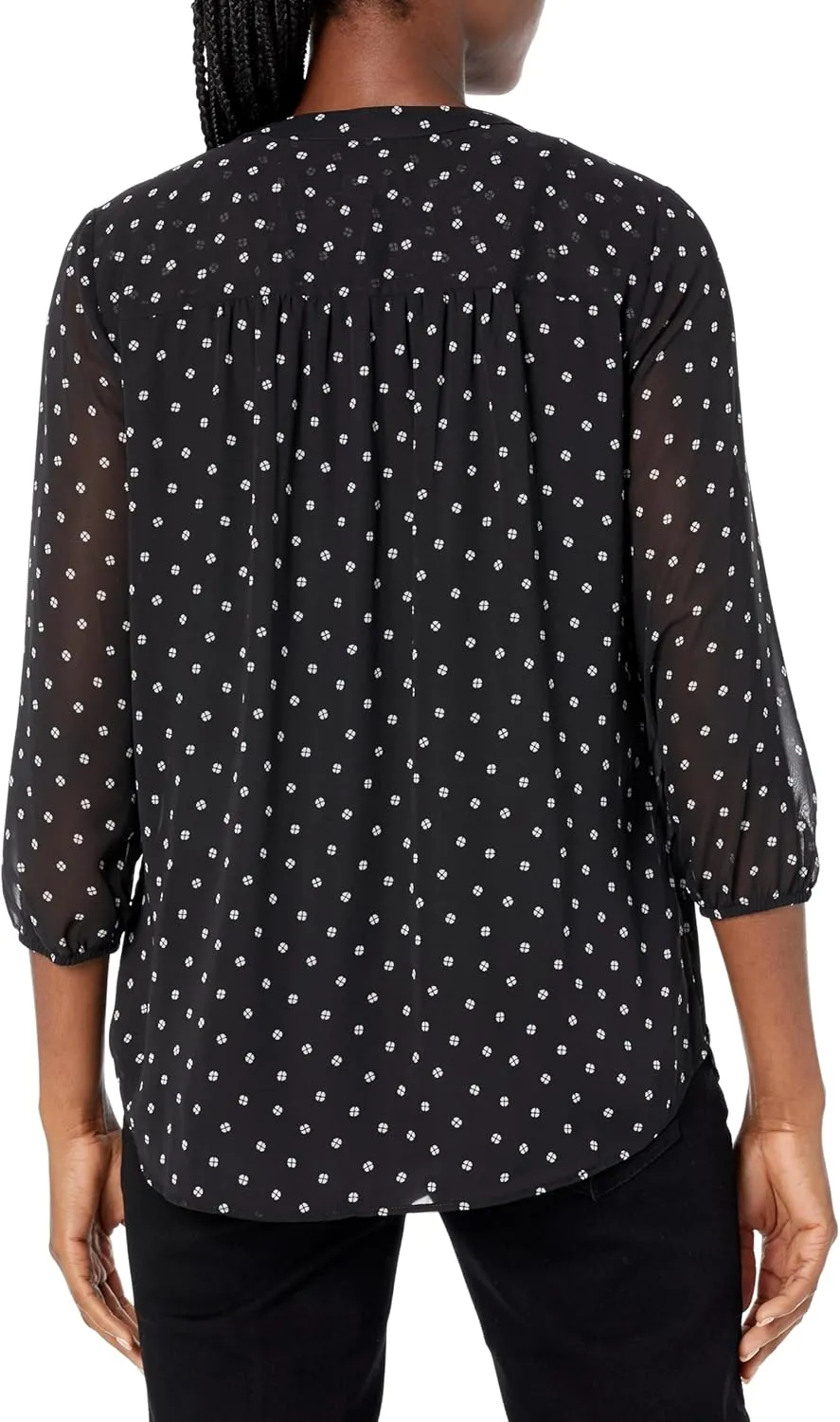 Jones New York Women's 3/4 Sleeve Pleat Front Printed Tunic Top