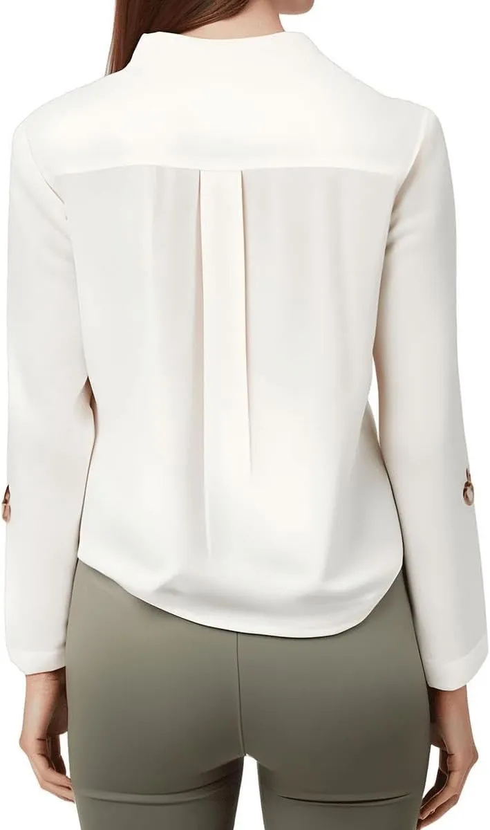 Jones New York Womens Pocket Chiffon Button-Down Top