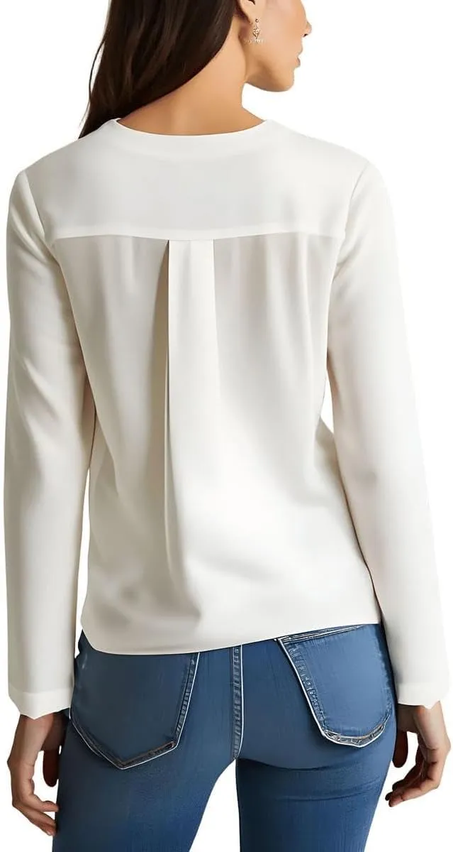 Jones New York Womens Pocket Chiffon Button-Down Top