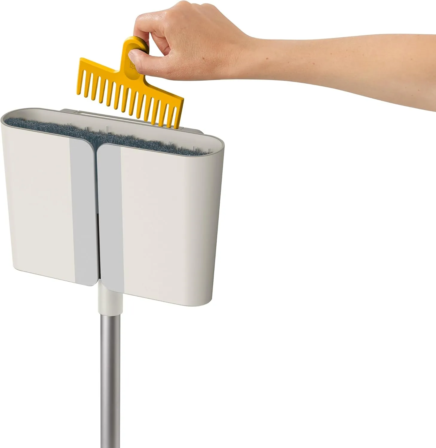 Joseph Joseph CleanTech Wall-Mounted, Adjustable Long Handle Broom Sweeper with Dust-Shield Storage, Indoor Sweeping Floor Brush with Soft Bristles