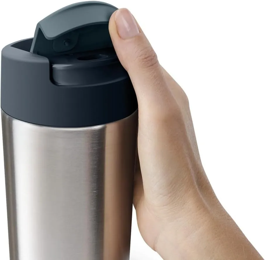 Joseph Joseph Sipp Stainless Steel Insulated Travel mug, Hygienic Leakproof reusable Vacuum thermal mug, Coffee & Tea Insulated Cup - 16 fl. oz