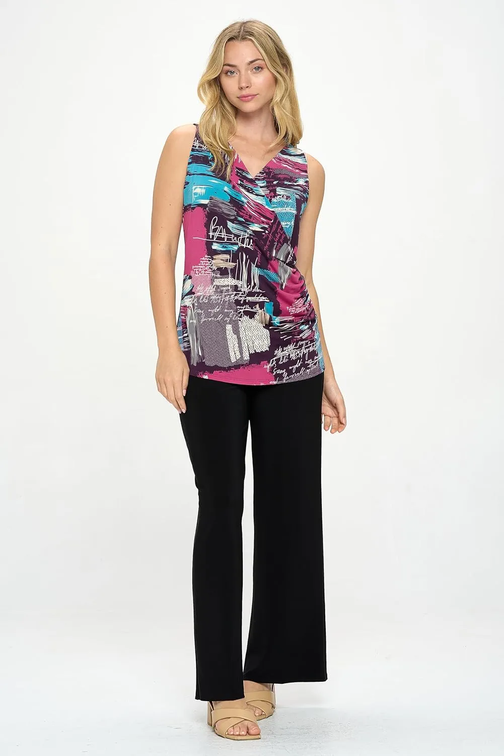 Jostar Women's Crossover Tank Top - Sleeveless Blouse V- Neck Tunic