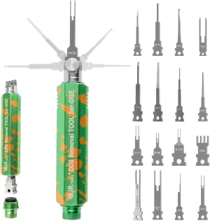 JRready ST5355 Terminal Removal Tool Kit - Universal Vehicle Wire Harness Depinning Tool Pin Removal Tool, for Tyco JPT MCP MCON MQS, Sumitomo, Delphi, Molex Pin Extractor, with 16Pcs Replacement Tips