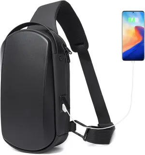 JUMO CYLY Water-Resistant Sling Bag for Men, USB Crossbody Backpack Casual Mens Shoulder Bag