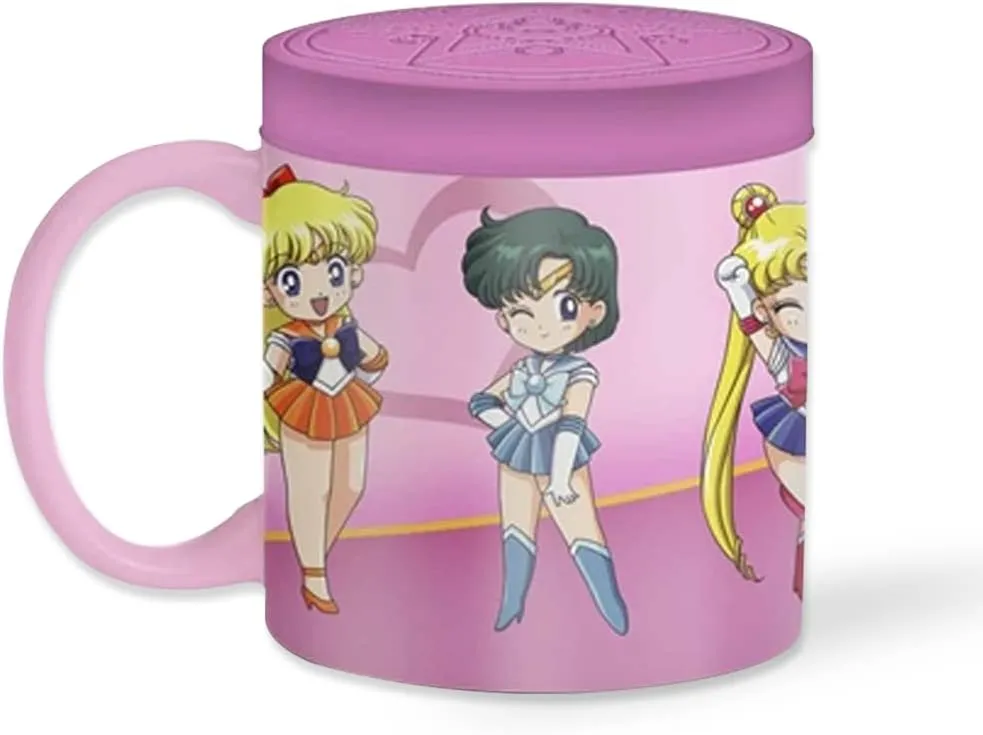 JUST FUNKY Sailor Moon Sailor Scouts Coffee Mug | 16 oz Ceramic Teacup | Featuring Sailor Moon, Venus, Mars, Mercury, and Jupiter | Officially Licensed