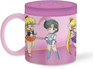 JUST FUNKY Sailor Moon Sailor Scouts Coffee Mug | 16 oz Ceramic Teacup | Featuring Sailor Moon, Venus, Mars, Mercury, and Jupiter | Officially Licensed