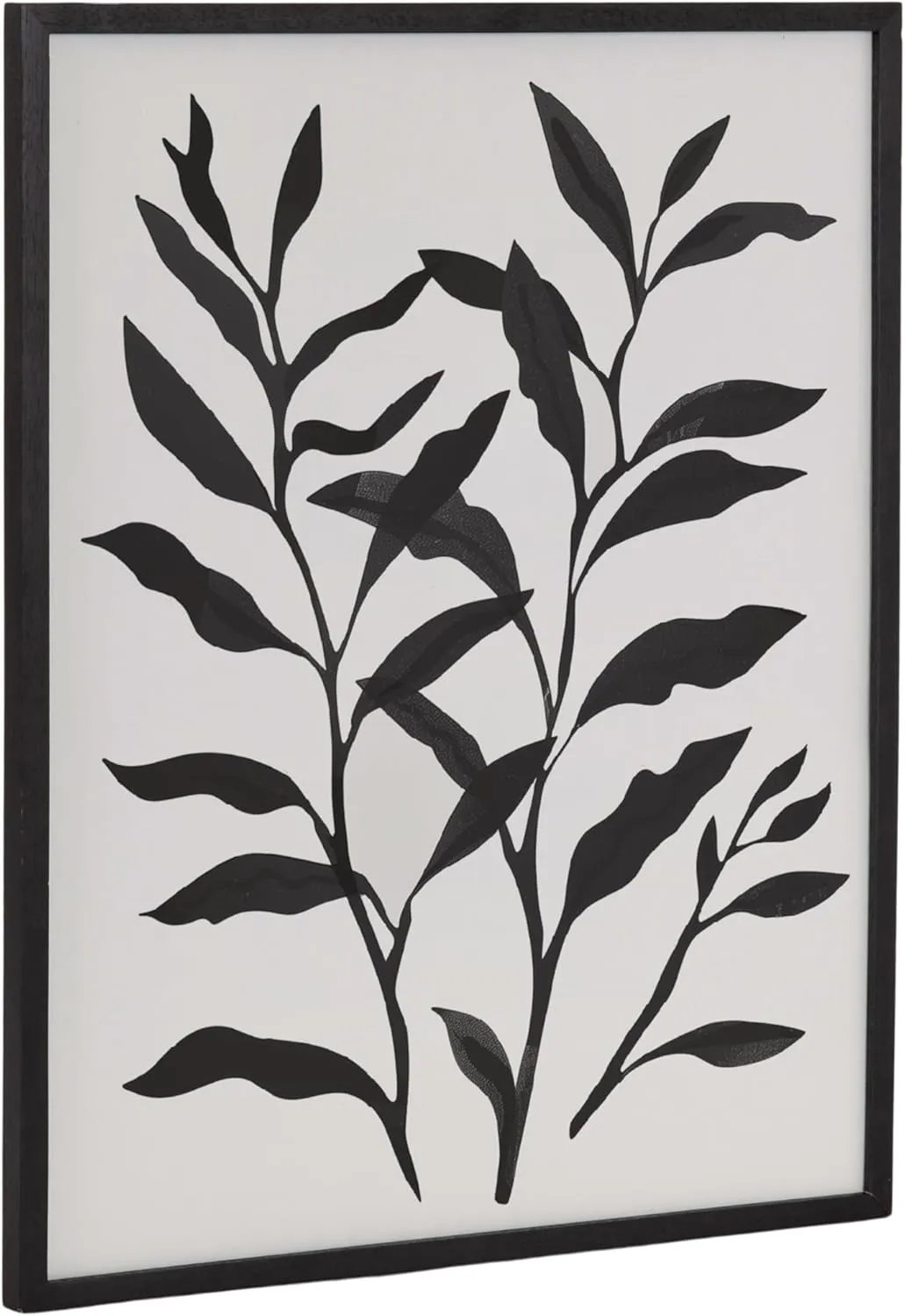 Kate and Laurel Modern Botanical Matisse Inspired Silhouette Framed Wall Art by The Creative Bunch Studio, 16x20 Black, Black and White Floral Art for Wall