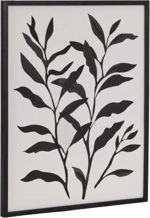 Kate and Laurel Modern Botanical Matisse Inspired Silhouette Framed Wall Art by The Creative Bunch Studio, 16x20 Black, Black and White Floral Art for Wall