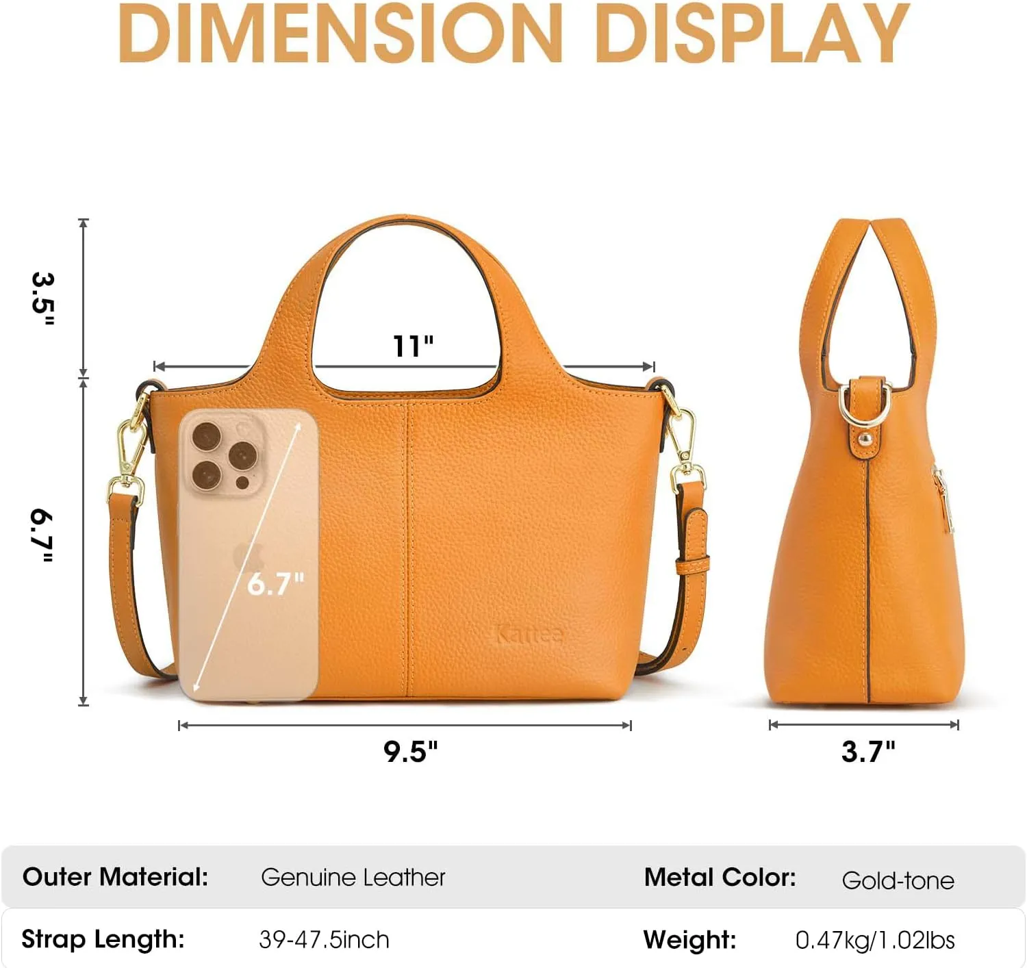 Kattee Leather Crossbody Bags for Women Cross Body Purses,Small Shoulder Tote Bag, Women's Satchel Handbags with Top Handle