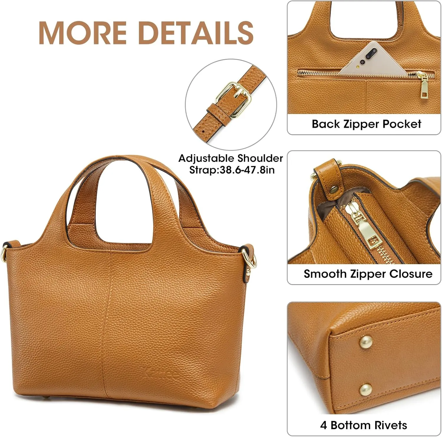 Kattee Leather Crossbody Bags for Women Cross Body Purses,Small Shoulder Tote Bag, Women's Satchel Handbags with Top Handle