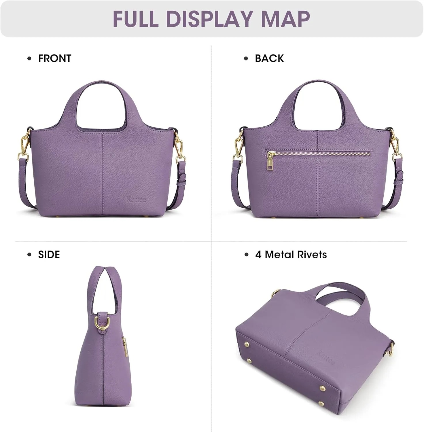 Kattee Leather Crossbody Bags for Women Cross Body Purses,Small Shoulder Tote Bag, Women's Satchel Handbags with Top Handle