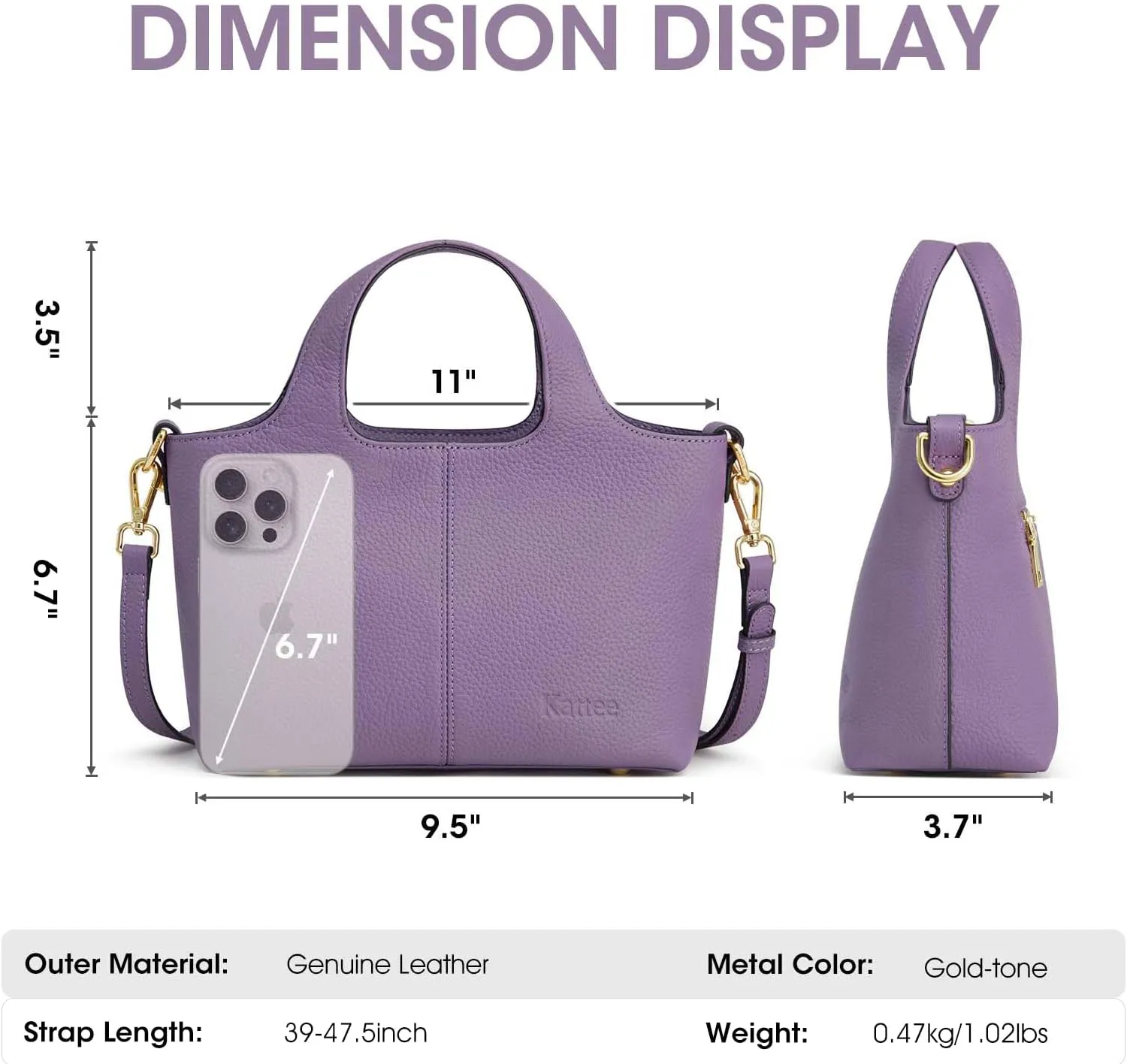 Kattee Leather Crossbody Bags for Women Cross Body Purses,Small Shoulder Tote Bag, Women's Satchel Handbags with Top Handle