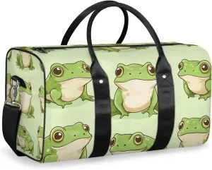 Kawaii Frogs Travel Duffle Bag for Women Men Gym Duffel Foldable Bag Waterproof Weekender Cartoon Animals Frog Duffle Tote