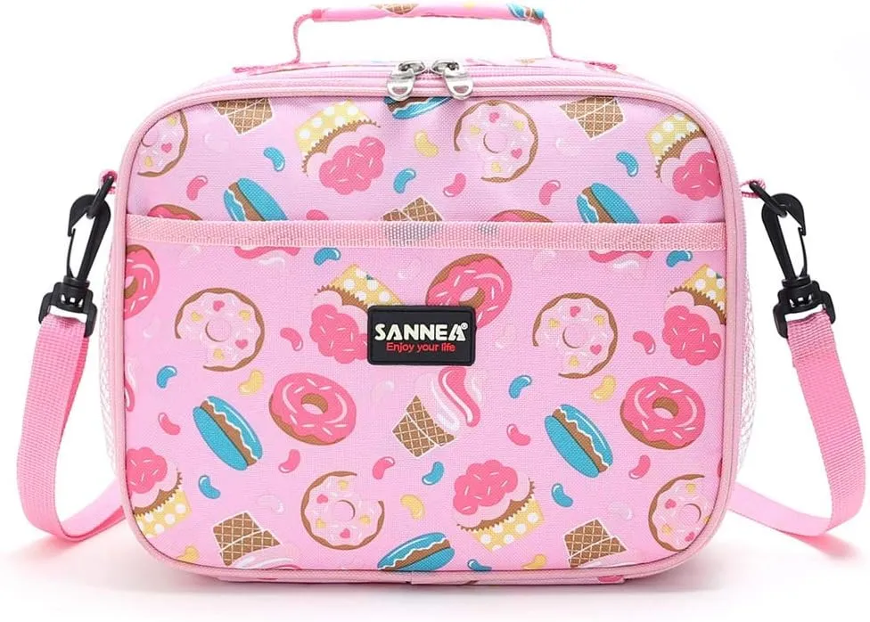 Kids Insulated Reusable Lunch Tote Bag for Girls Women Insulated Lunch Portable with Adjustable Shoulder Strap for Travel Camping Picnic Work Work