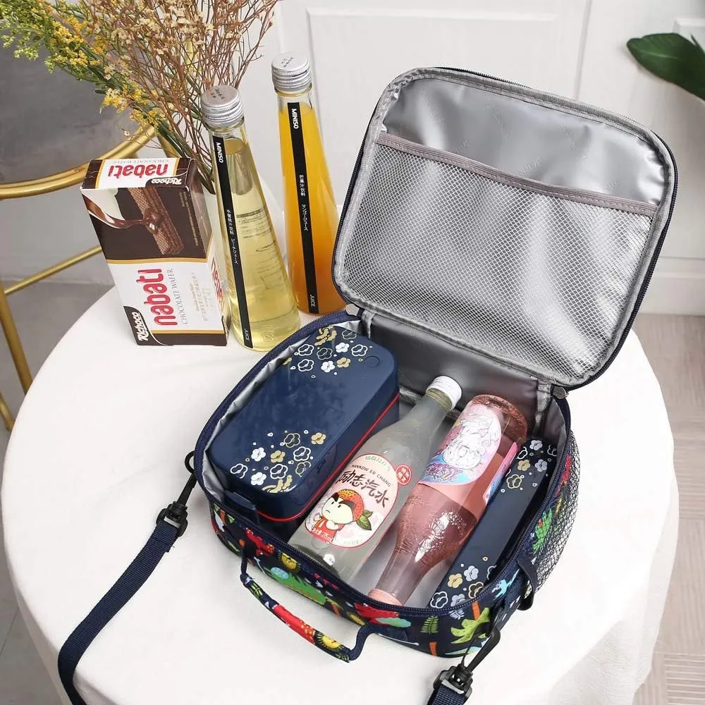 Kids Insulated Reusable Lunch Tote Bag for Girls Women Insulated Lunch Portable with Adjustable Shoulder Strap for Travel Camping Picnic Work Work