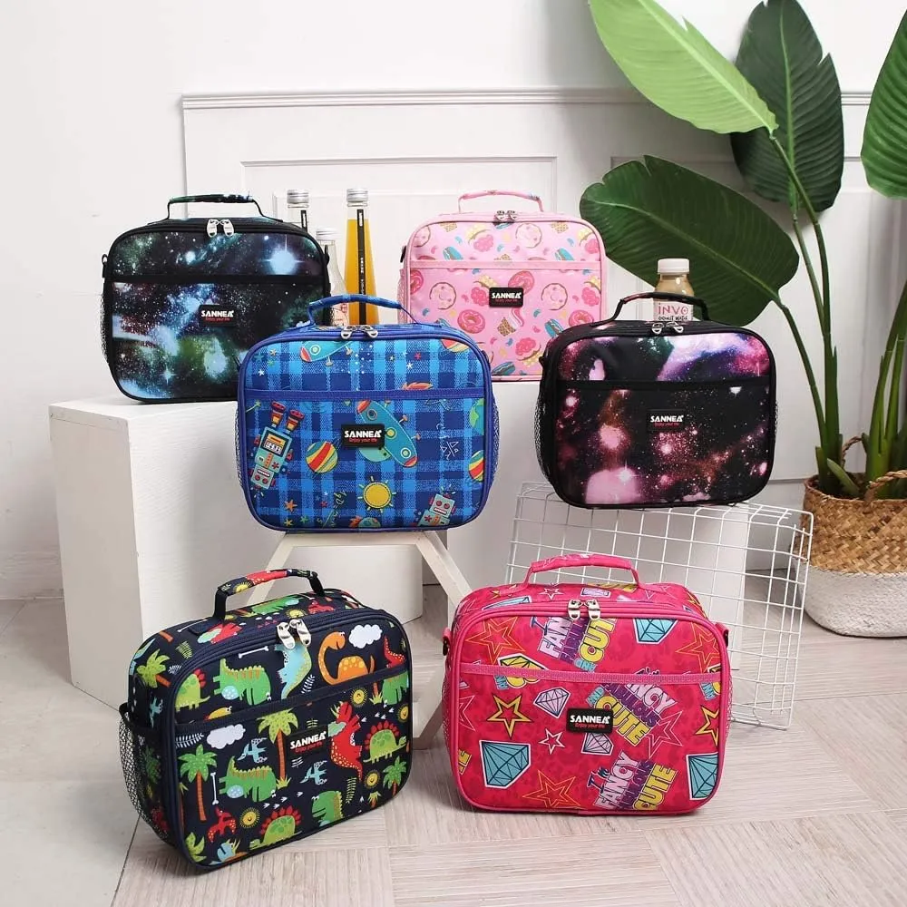 Kids Insulated Reusable Lunch Tote Bag for Girls Women Insulated Lunch Portable with Adjustable Shoulder Strap for Travel Camping Picnic Work Work