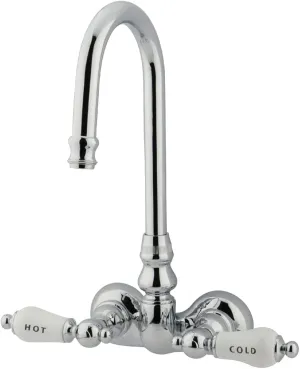 Kingston Brass CC74T1 Vintage Leg Tub Filler, Porcelain Lever Handle, Polished Chrome,8-Inch Adjustable Center