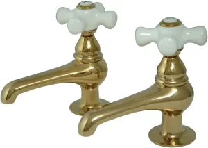 Kingston Brass CC9L2 Vintage Basin Tap Faucet, 3-1/2 inch spout reach, Polished Brass