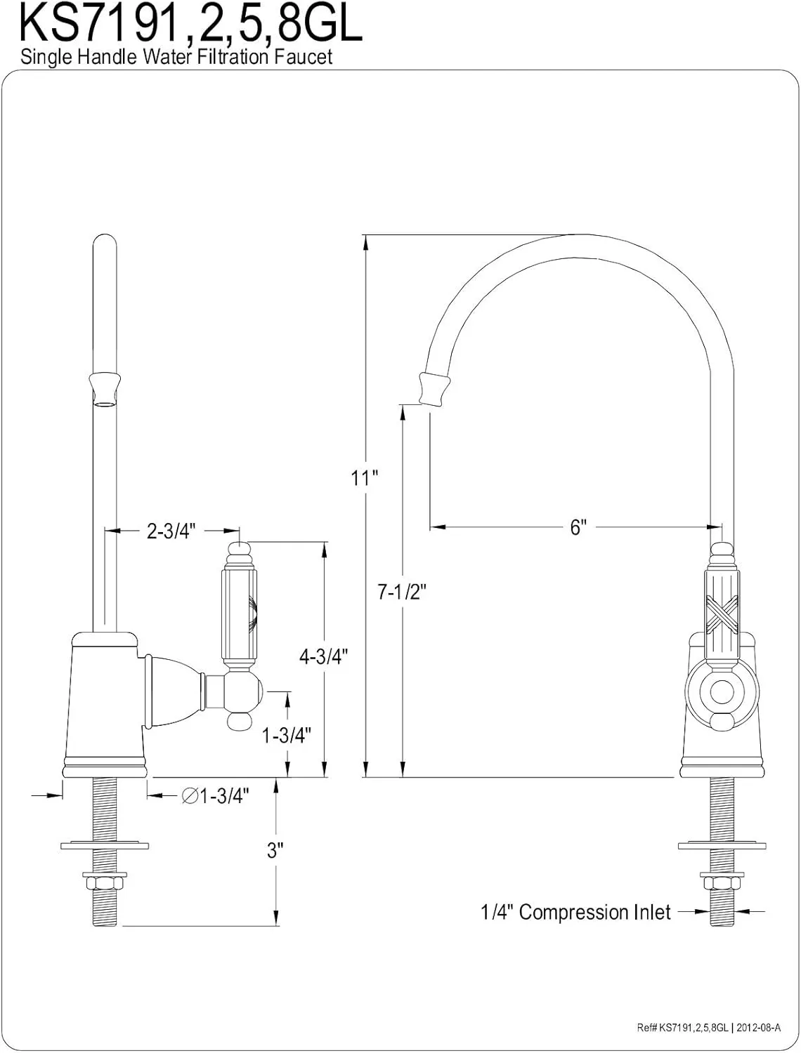 Kingston Brass Gourmetier KS7192GL Georgian Single Handle Water Filtration Faucet, Polished Brass