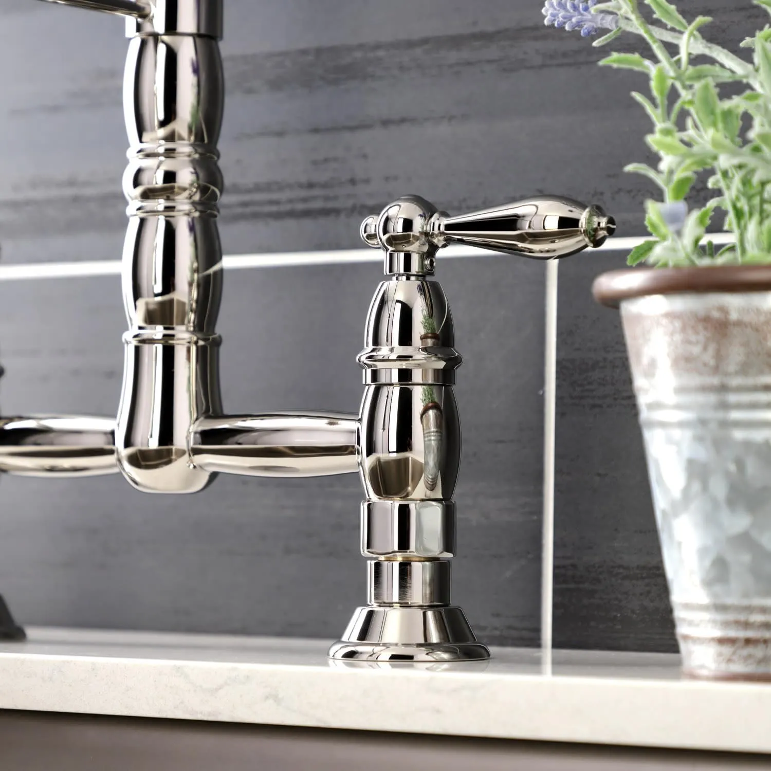 Kingston Brass GS1271AL Heritage Pull-Down Sprayer Kitchen Faucet, 14.13 x 10 x 18.75, Polished Chrome