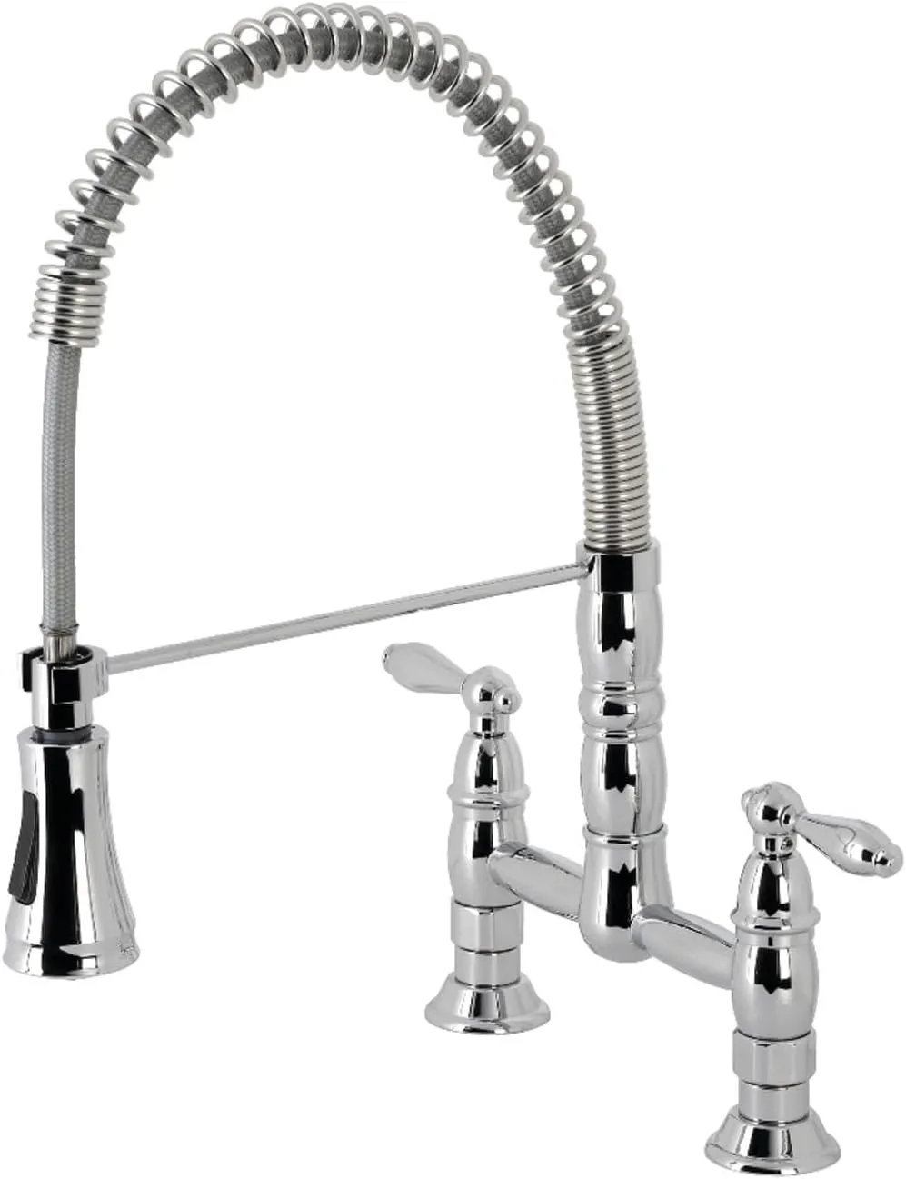 Kingston Brass GS1271AL Heritage Pull-Down Sprayer Kitchen Faucet, 14.13 x 10 x 18.75, Polished Chrome