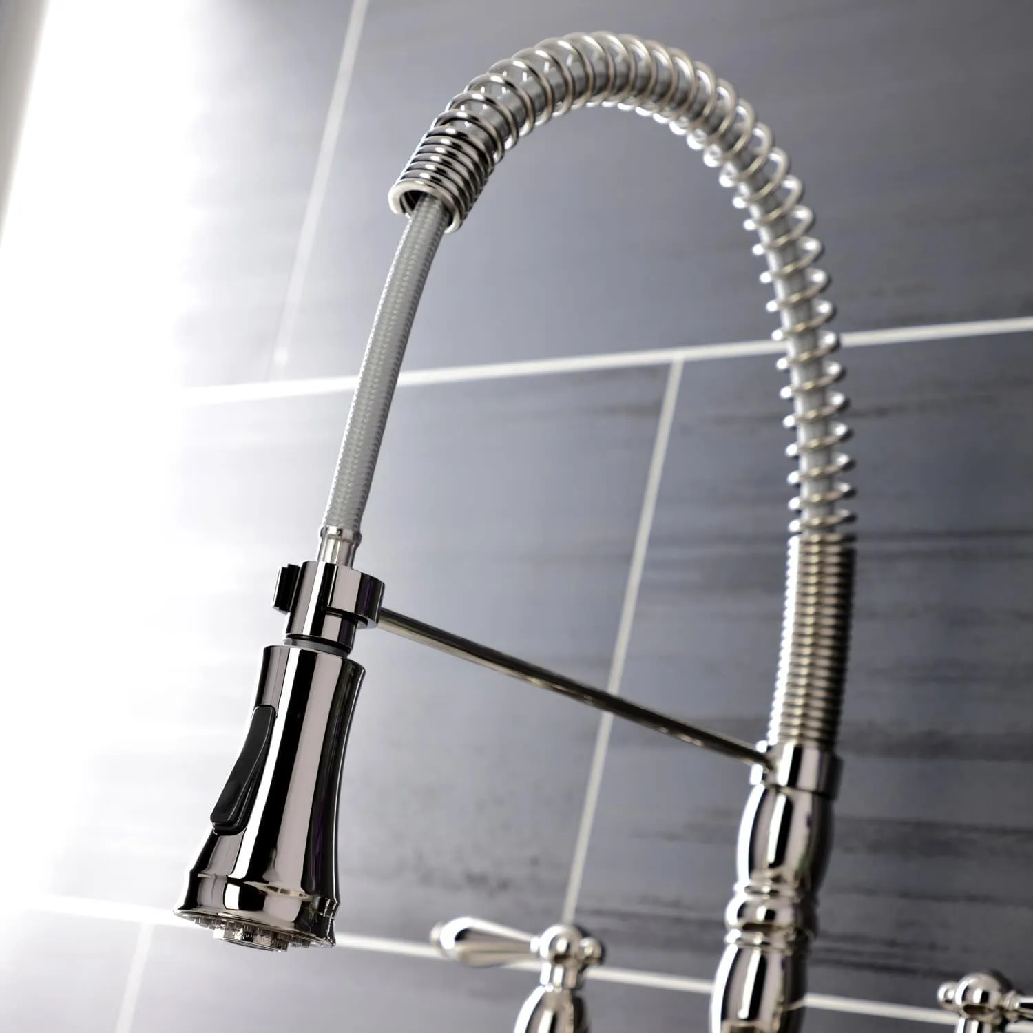 Kingston Brass GS1271AL Heritage Pull-Down Sprayer Kitchen Faucet, 14.13 x 10 x 18.75, Polished Chrome