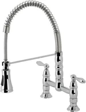 Kingston Brass GS1271AL Heritage Pull-Down Sprayer Kitchen Faucet, 14.13 x 10 x 18.75, Polished Chrome