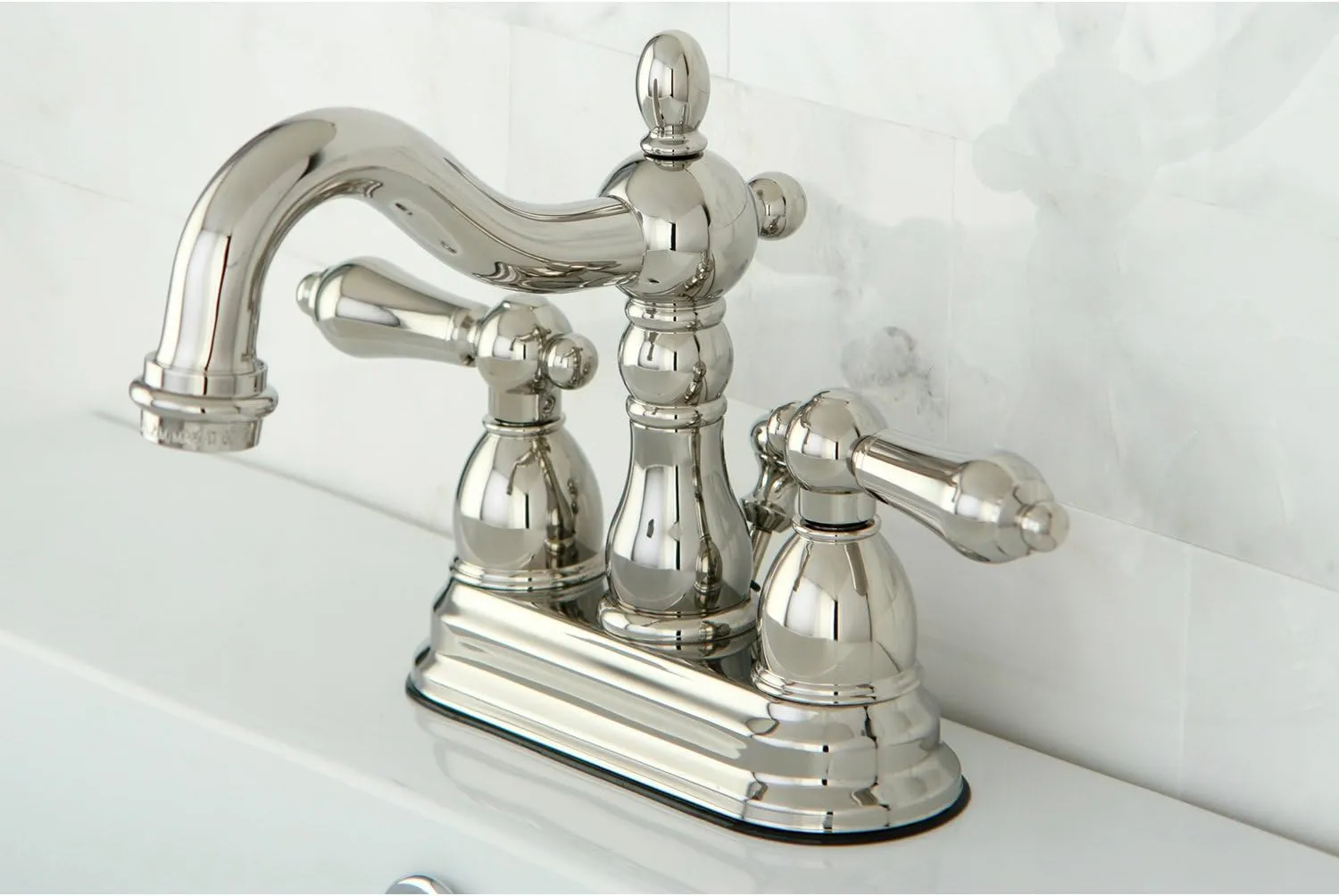 Kingston Brass KB1606AL Heritage 4-Inch Centerset Lavatory Faucet with Metal Lever Handle, Polished Nickel