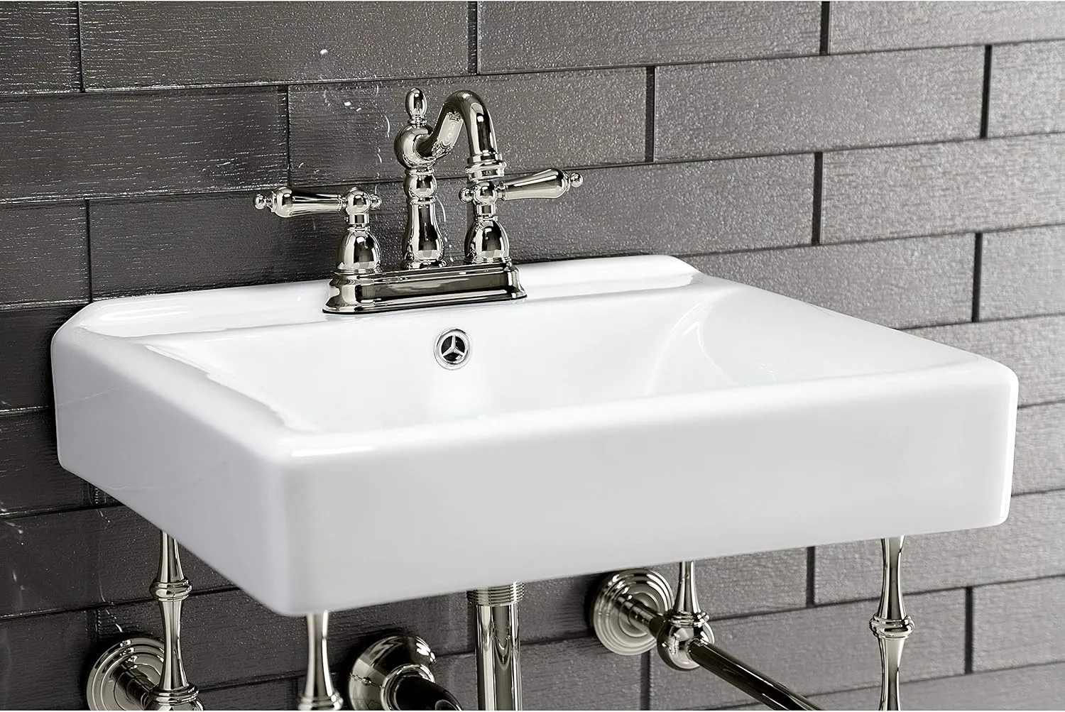Kingston Brass KB1606AL Heritage 4-Inch Centerset Lavatory Faucet with Metal Lever Handle, Polished Nickel