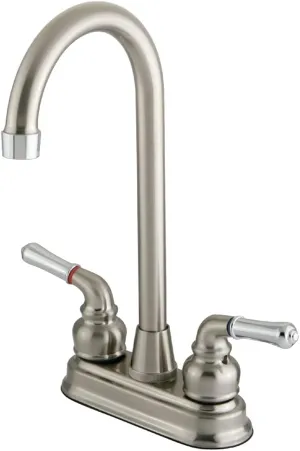 Kingston Brass KB497 Magellan Bar Faucet, 4-3/4", Brushed Nickel/Polished Chrome