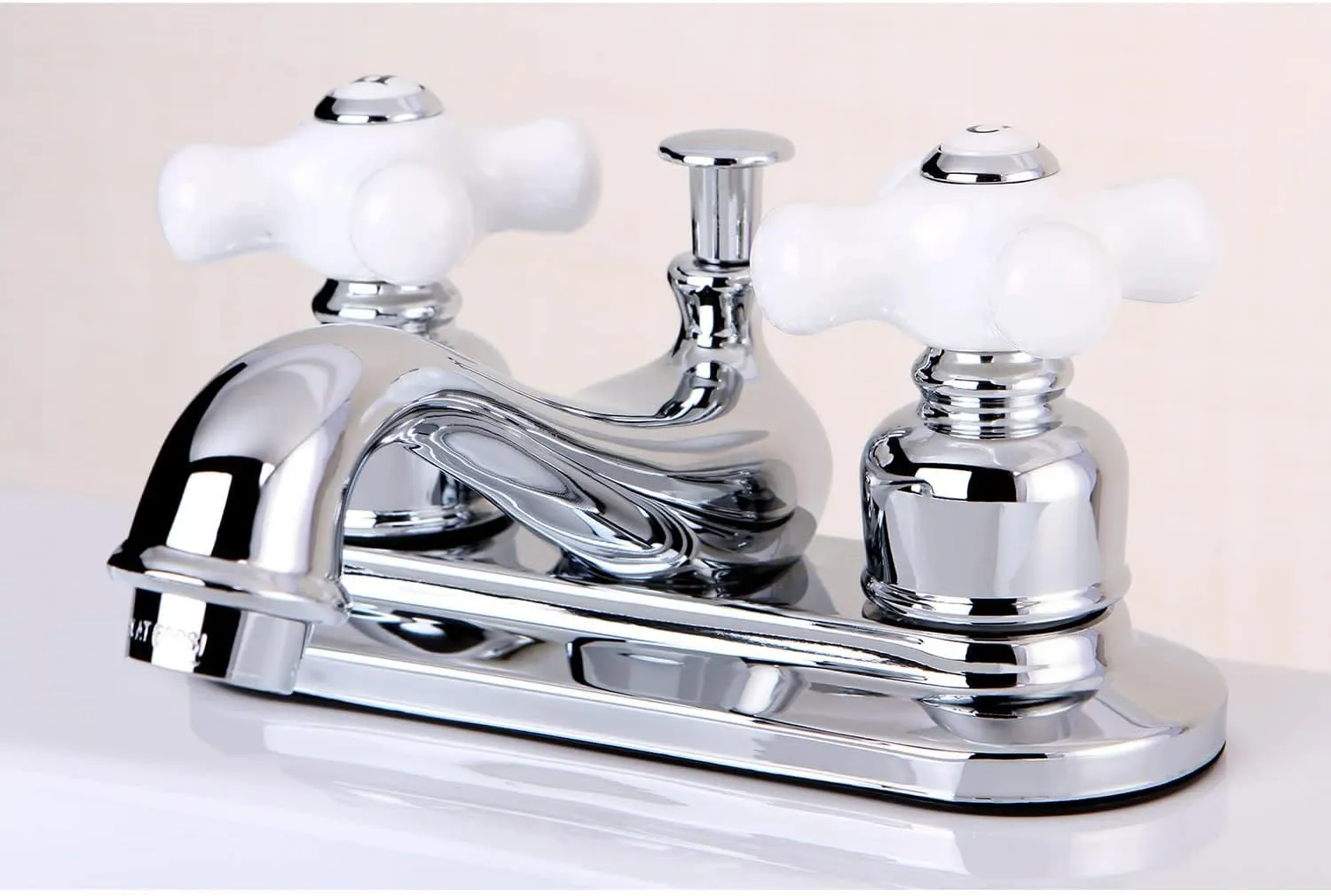 Kingston Brass KB602PX Restoration 4-Inch Centerset Lavatory Faucet with Porcelain Cross Handle, Polished Brass