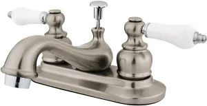 Kingston Brass KB607B Victorian 4-Inch Centerset Lavatory Faucet Retail Pop-Up, Brushed Nickel/Polished Chrome